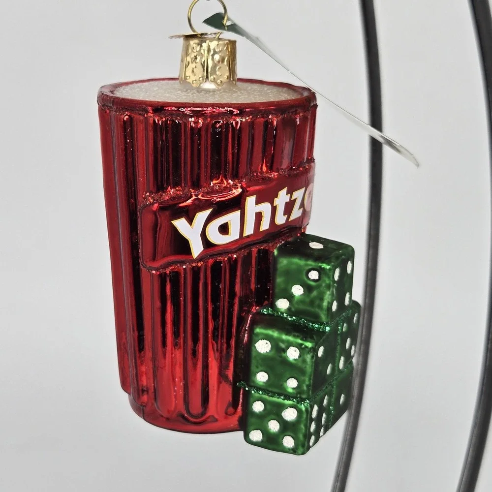 Old‎ World Christmas Yahtzee Game Glass Ornament 3.5 inch New W Tag